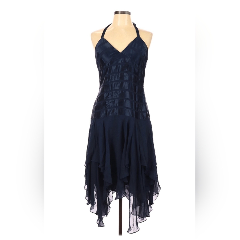 Bcbgmaxazria dark navy halter dress